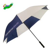 blue and white auto open windproof golf umbrella with logo printing